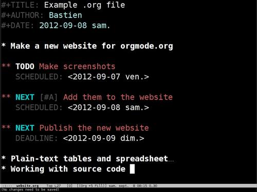 Detalle de orgmode en la web de orgmode.org